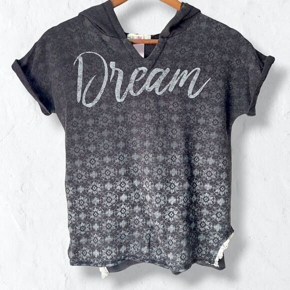 Junior's Kandy Kiss Sporty Gray "Dream" Cropped Sweatshirt with Hoodie Sz XL - Picture 1 of 6